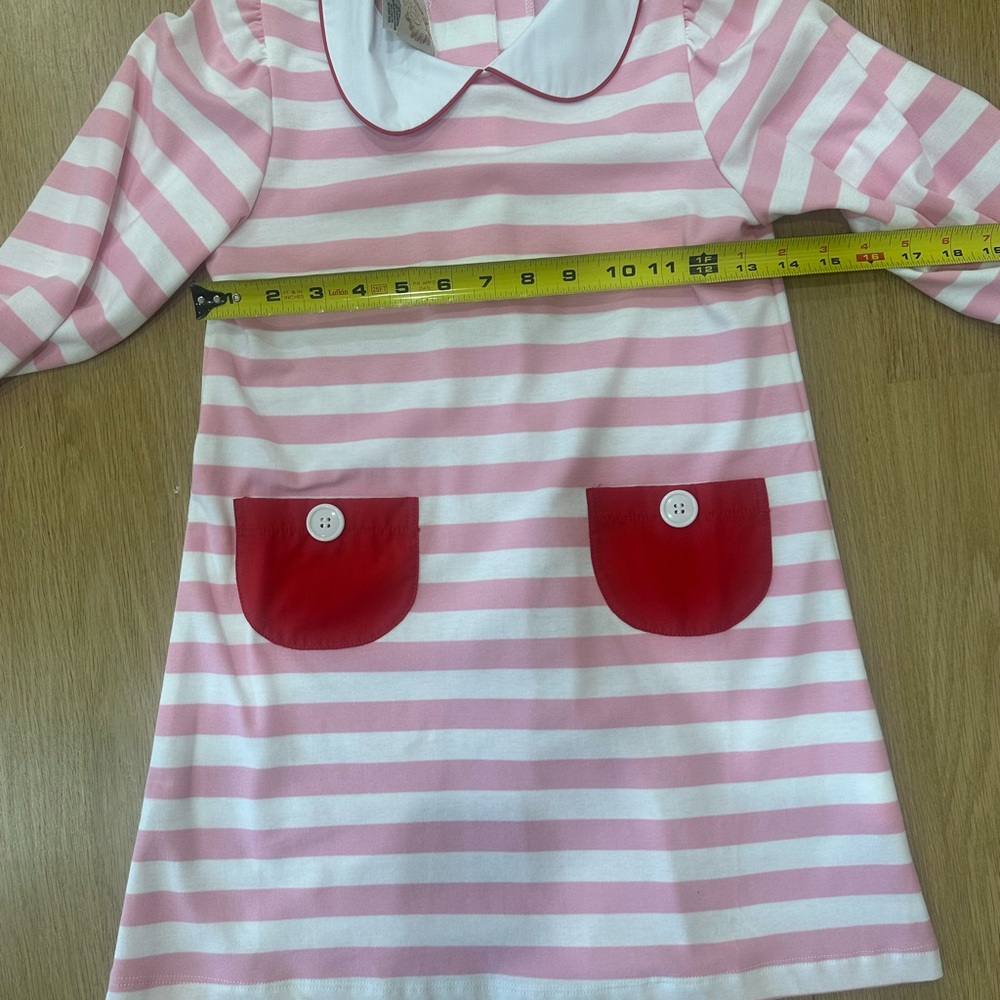 TBBC Pink Striped Kids Dress Size 7 - Picture 7 of 13